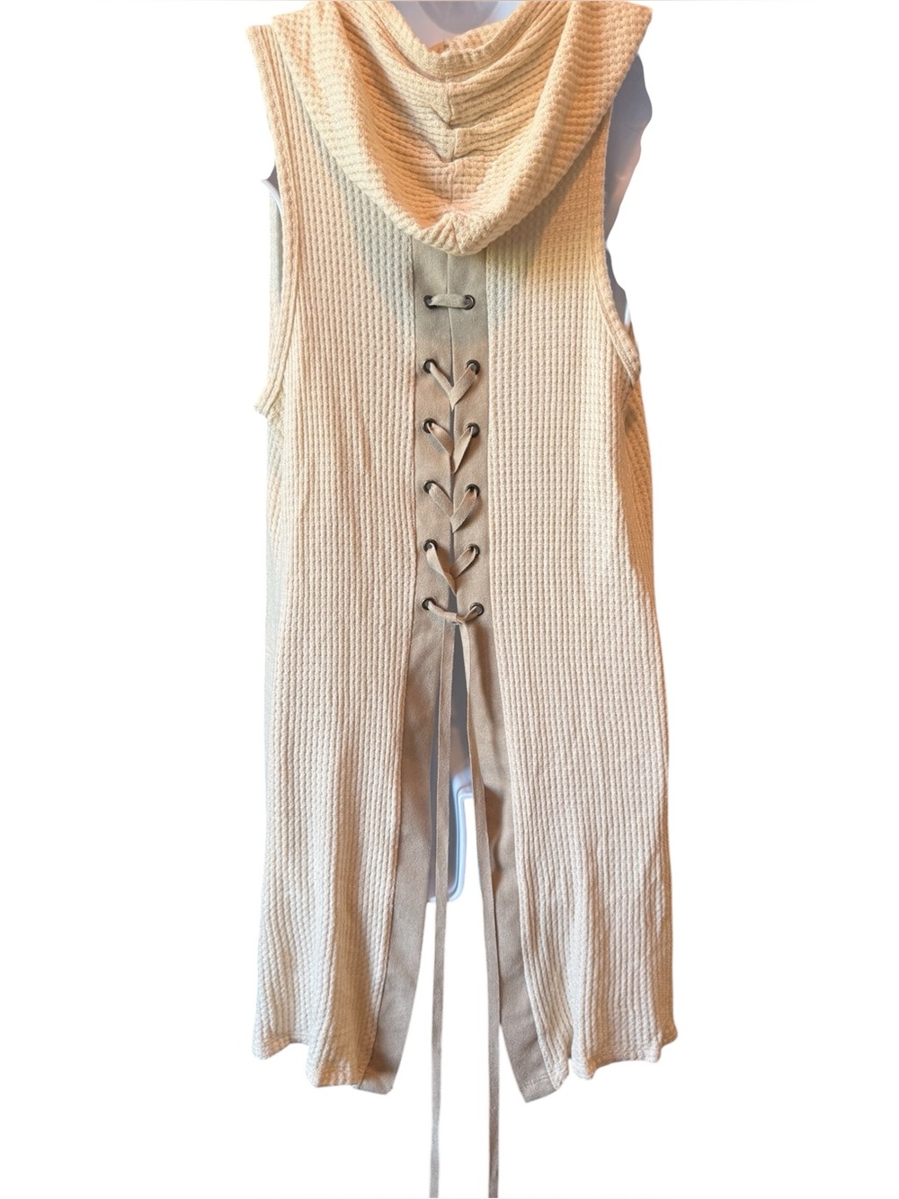 Vocal USA Waffle Knit Hoodie Vest Cardigan Small